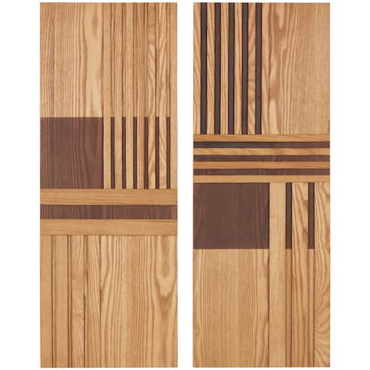 32" Brown Wooden Geometric Handmade Two-Toned Wall Décor Set
